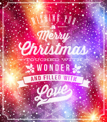 Christmas lettering greetings on a holidays winter background