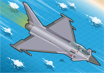 Isometric Eurofighter in Flight - obrazy, fototapety, plakaty
