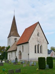 Fototapeta na wymiar The Froejel kyrka a church on the island Gotland