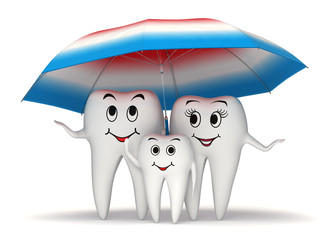 3d Smiling tooth family protection - umbrella