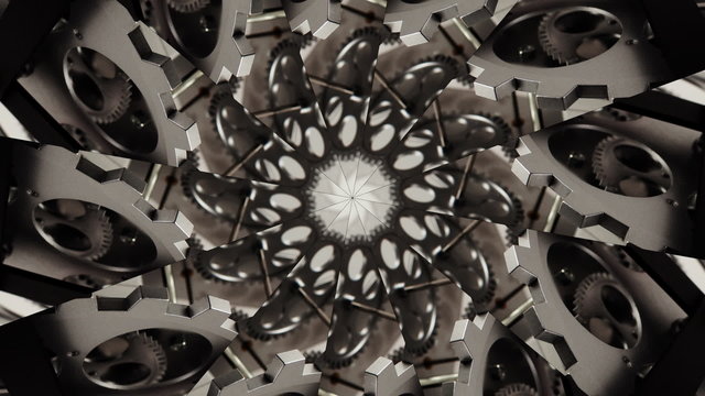 abstract kaleidoscope of a vintage clock numbers