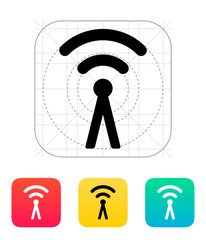 Antenna broadcasting radio signal icon.