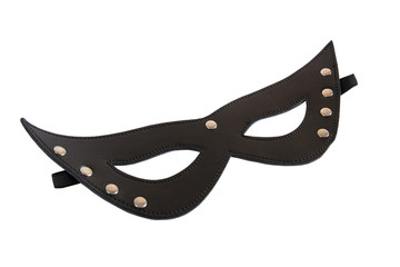 Black leather mask with metal rivets