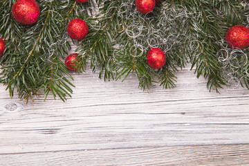 Christmas decoration on wood, christmas background