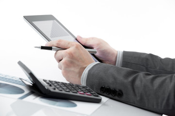 Businessman holding digital tablet