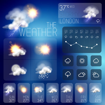 Modern Weather symbols and Interface design