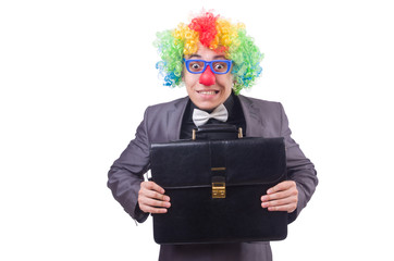 Clown businessman isolated on white