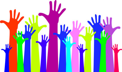 Manos unidas de colores