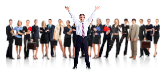 Obraz premium Happy businessman and Business people group.