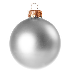 Silver dull christmas ball on white background
