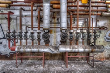 Old pipes with valves
