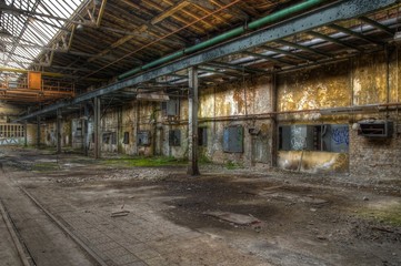 Naklejka na ściany i meble Old Hall in an abandoned place