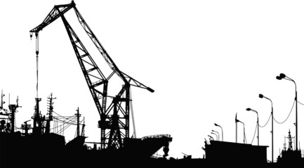 Vector Silhouette of the port crane