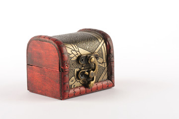 Old chest isolated white backgraund