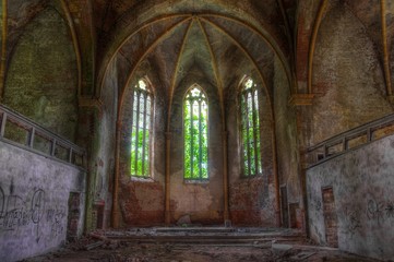 Abandoned, ramshackle and dilapidated church