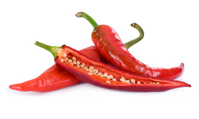 Chili peppers on white