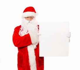Santa Claus with  blank notice board