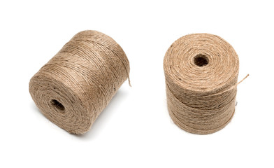 isolated image of brown hemp rope roll