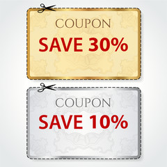 Sale print Coupons, Discount clothing labels. Cut off, shopping