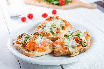 Fresh vegetarian Italian toast bruschetta