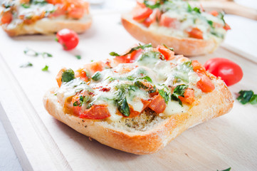 Fresh vegetarian Italian toast bruschetta