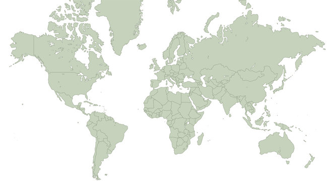 Vettoriale Stock Planisfero vettoriale con confini nazioni | Adobe Stock