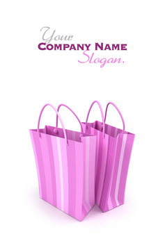 Pair of pink striped shopping bags