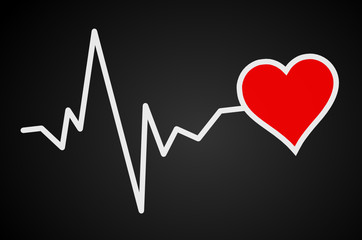 Tafel mit Herz und Puls