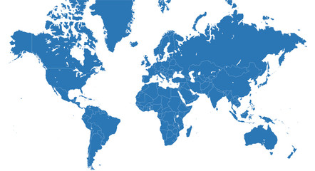 Planisfero vettoriale blu con confini nazioni