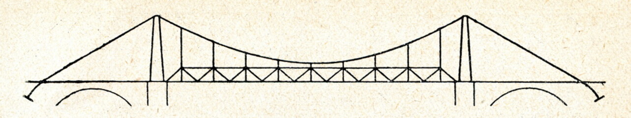 Bridge with hanged truss - obrazy, fototapety, plakaty