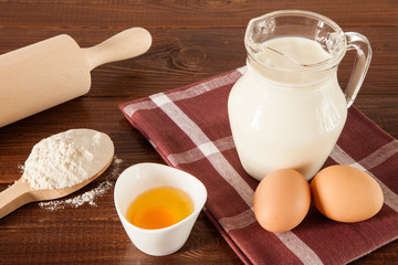 Eggs, milk and flour