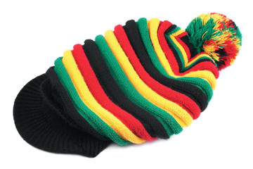 Rastafarian hat isolated on white background