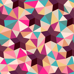 Vector background of repeating geometric stars and triangles. St