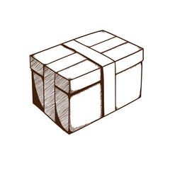 Present box with ribbon and bow.