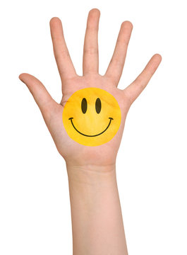 Colored hand with smile