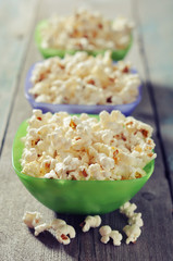 Popcorn in plastic bowls
