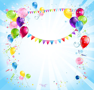 Bright holiday background with balloons