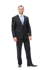 Full-length portrait of business man, isolated