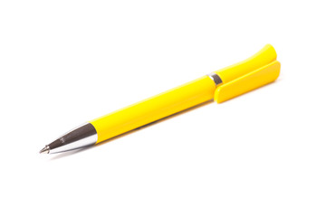 Yellow pen isolated on white background