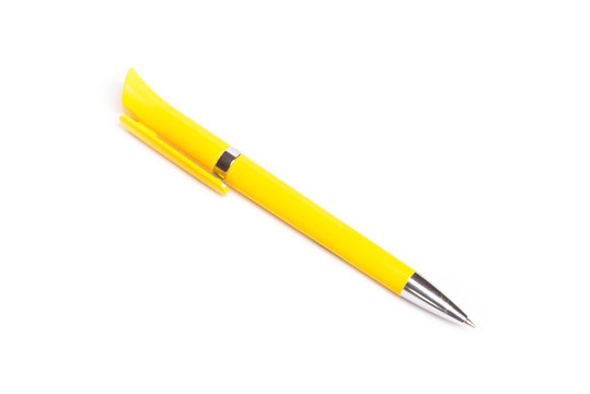 Yellow pen isolated on white background