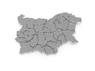 Three-dimensional map of Bulgaria.