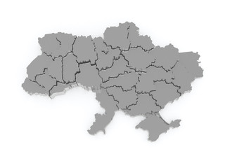 Fototapeta premium Three-dimensional map of Ukraine.
