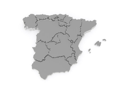 Three-dimensional map of Spain.