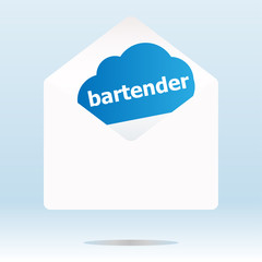 bartender word blue cloud on white mail envelope