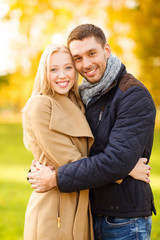 romantic couple in the autumn park