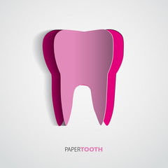 Sticker Pink paper Tooth On White Background - Vector Illustrati