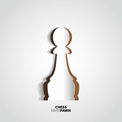 Fototapeta premium Pawn chess piece from paper - vector illustration