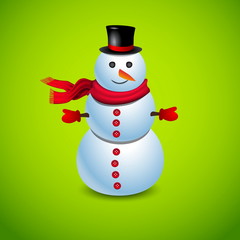 Christmas Greeting Card with snowman. Vector illustration