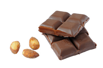 Pieces of Dark chocolate with almonds