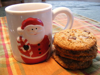 Cup with Santa and cookies